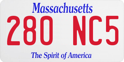 MA license plate 280NC5