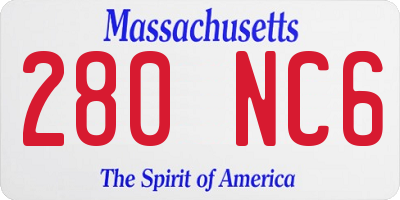 MA license plate 280NC6