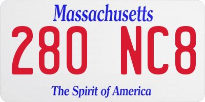 MA license plate 280NC8
