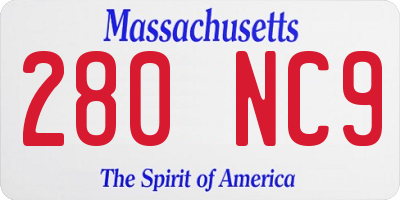 MA license plate 280NC9