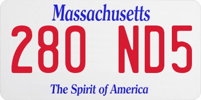 MA license plate 280ND5