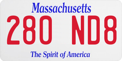 MA license plate 280ND8
