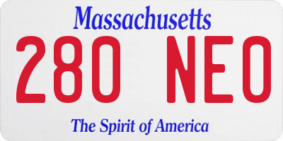 MA license plate 280NE0