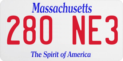 MA license plate 280NE3