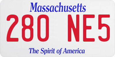 MA license plate 280NE5