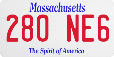 MA license plate 280NE6