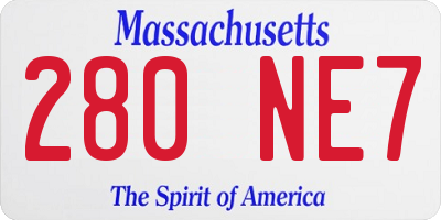 MA license plate 280NE7