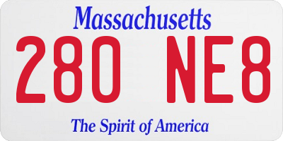 MA license plate 280NE8