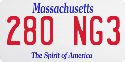 MA license plate 280NG3