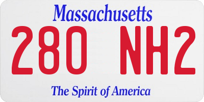 MA license plate 280NH2
