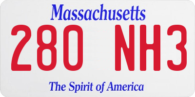 MA license plate 280NH3
