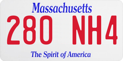 MA license plate 280NH4