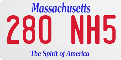 MA license plate 280NH5