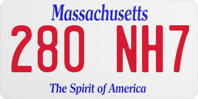 MA license plate 280NH7