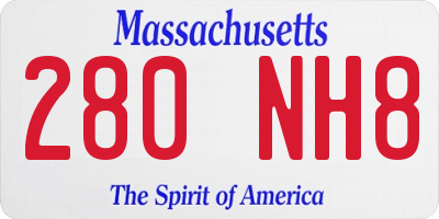 MA license plate 280NH8