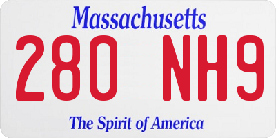 MA license plate 280NH9