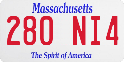 MA license plate 280NI4