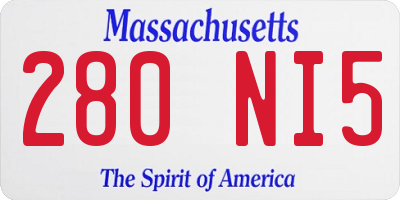 MA license plate 280NI5