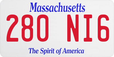MA license plate 280NI6