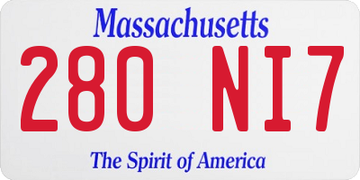 MA license plate 280NI7