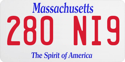 MA license plate 280NI9
