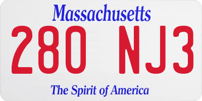 MA license plate 280NJ3