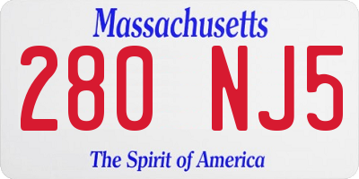 MA license plate 280NJ5