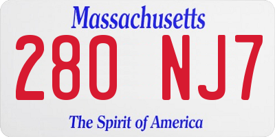 MA license plate 280NJ7