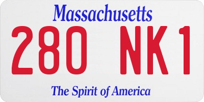 MA license plate 280NK1