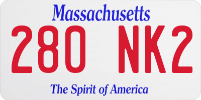 MA license plate 280NK2