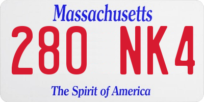 MA license plate 280NK4