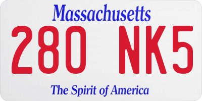MA license plate 280NK5