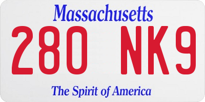 MA license plate 280NK9