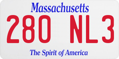 MA license plate 280NL3