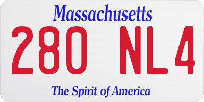 MA license plate 280NL4