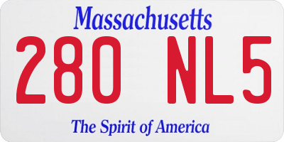 MA license plate 280NL5