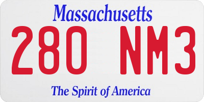 MA license plate 280NM3