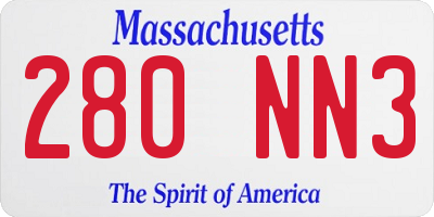 MA license plate 280NN3