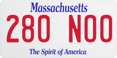 MA license plate 280NO0