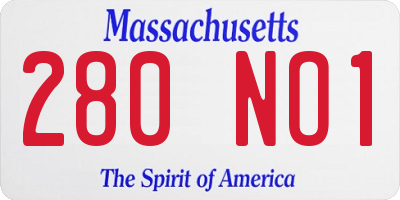 MA license plate 280NO1