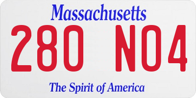 MA license plate 280NO4
