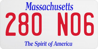 MA license plate 280NO6