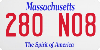 MA license plate 280NO8