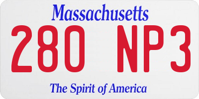MA license plate 280NP3