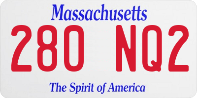 MA license plate 280NQ2