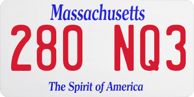 MA license plate 280NQ3
