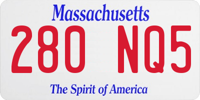 MA license plate 280NQ5