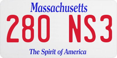 MA license plate 280NS3