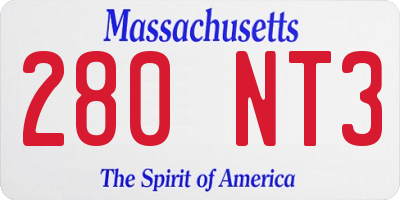 MA license plate 280NT3