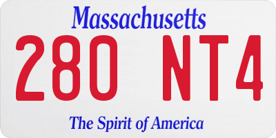 MA license plate 280NT4